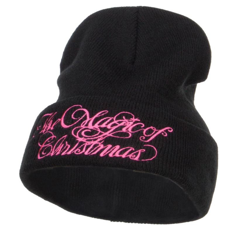 Magic of Christmas Embroidered Long Beanie Black One Size