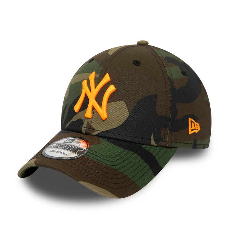 New Era 9FORTY New York Yankees Baseball Cap – MLB Camo Essential – Camouflage-Orange Adjustable