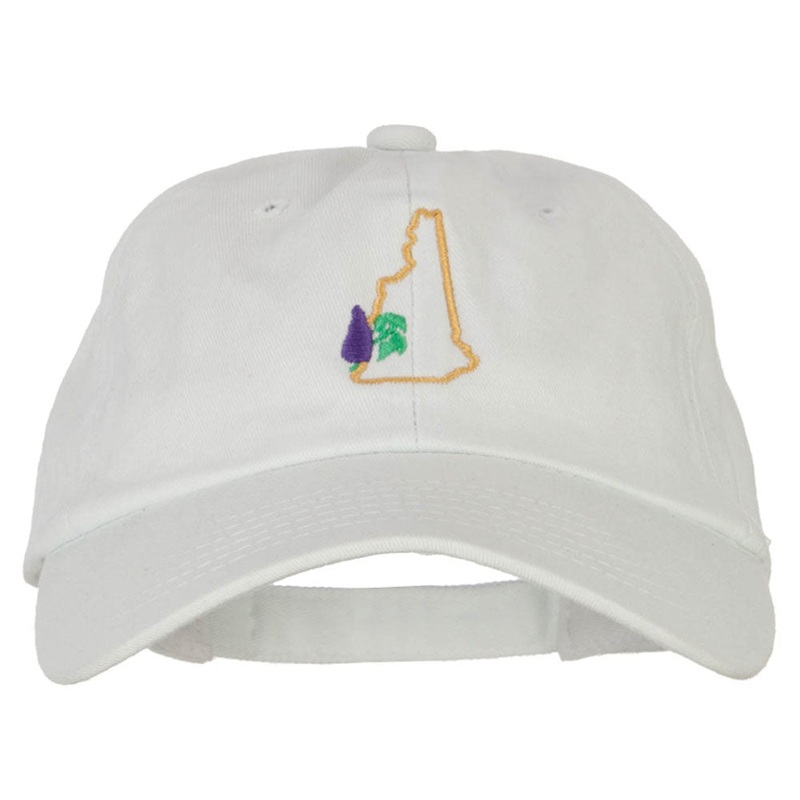 New Hampshire Lilac with Map Embroidered Unstructured Washed Cap White One Size