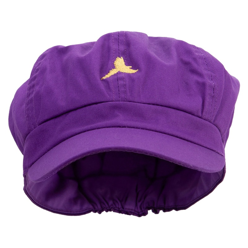 Pet Bird Logo Embroidered Cotton Elastic Big Size Newsboy Cap Purple XL-2XL