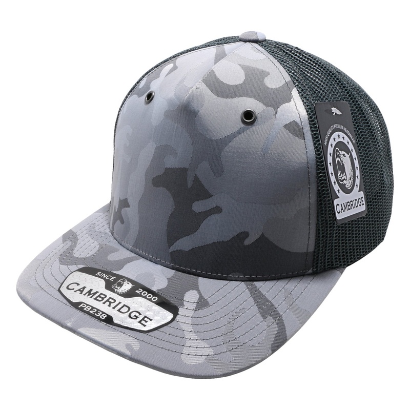 Pit Bull Cambridge PB238 5 Panel Shiny Camo Trucker Hat Black