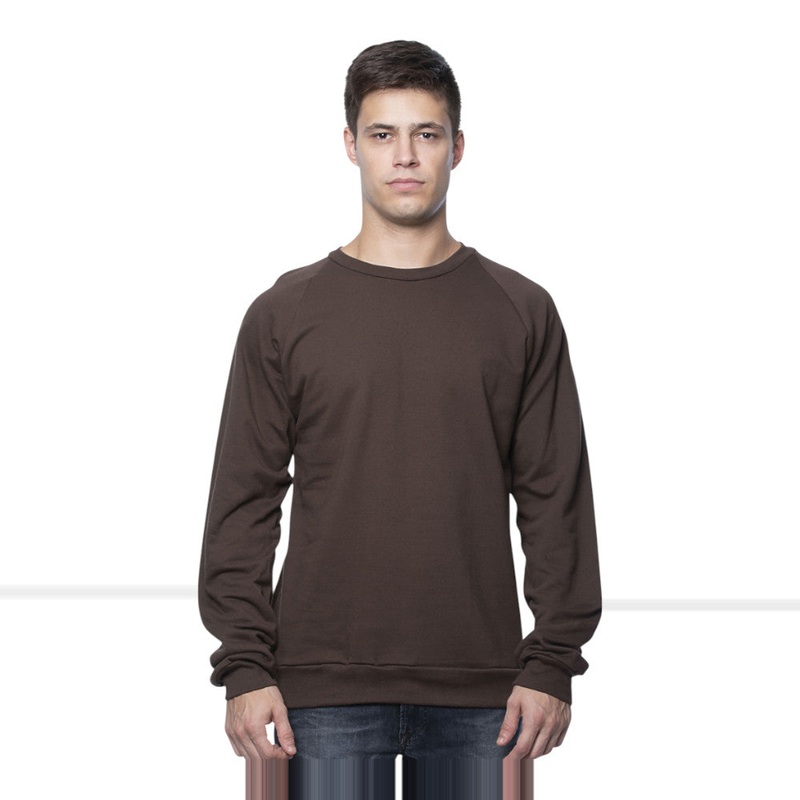 Royal Apparel Unisex Organic Raglan Crewneck Sweatshirt  Style 21053ORG Made in USA Almond XS