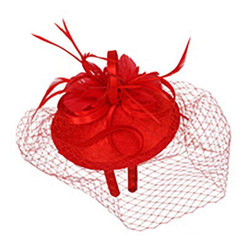 Satin Fascinator with Loopy Accent Red