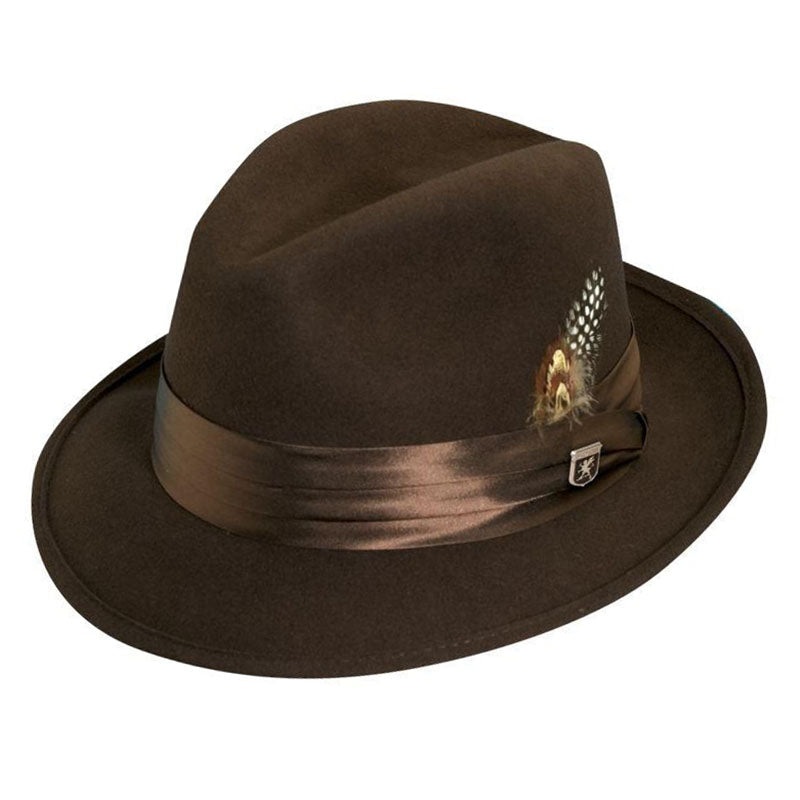 Stacy Adams Snap Brim Fedora Hat – Brown up to XXL Brown Medium (22.25″)