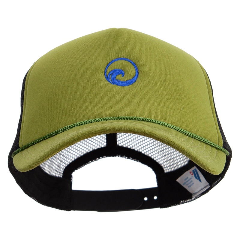 Water Wave Embroidered Summer Foam Mesh Trucker Cap Cactus Black One Size
