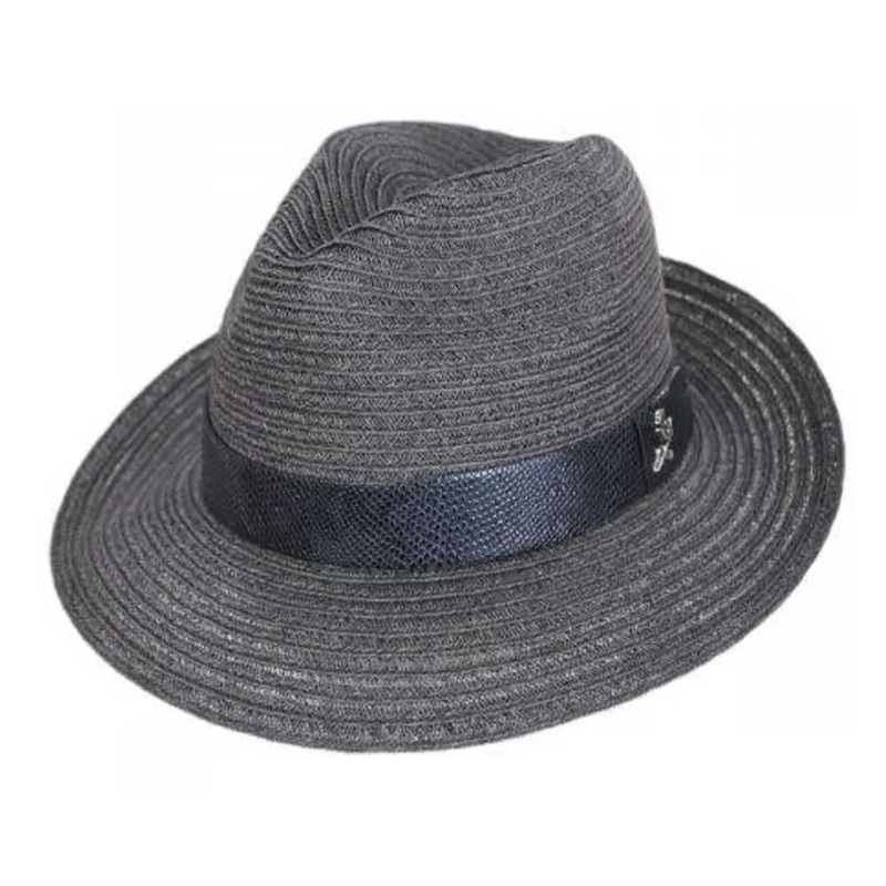 Avant Gard Braided Hemp Straw Fedora – Carlos Santana Hats Grey Large (59 cm)