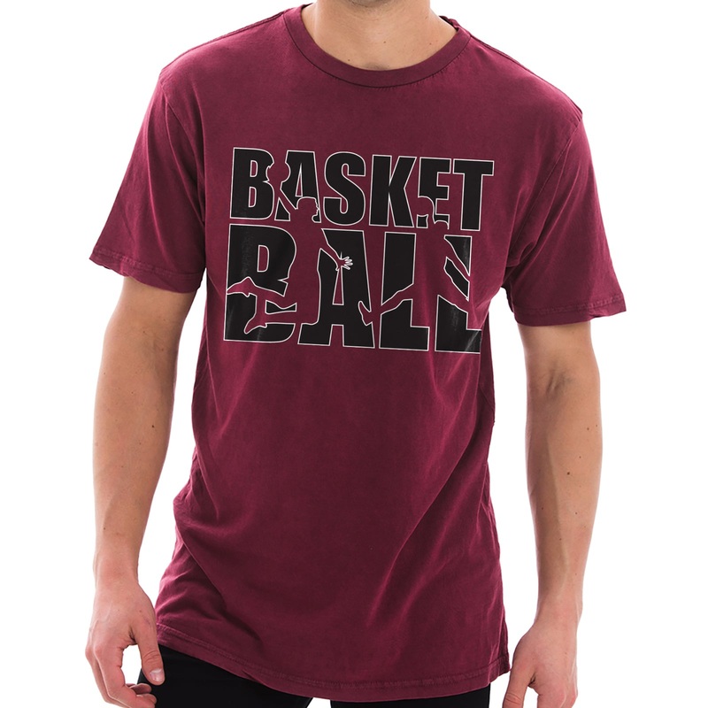 Basketball Word Silhouettes Unisex Lane Seven Ring Spun Cotton Vintage Short Sleeve Crewneck Tee Shirt Vintage Brick XS