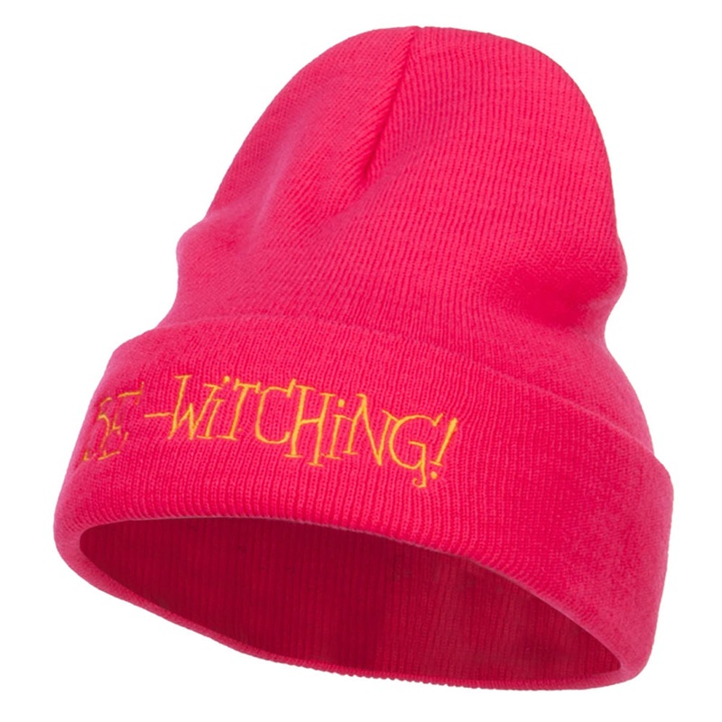 Be Witching Embroidered Long Beanie Magenta One Size