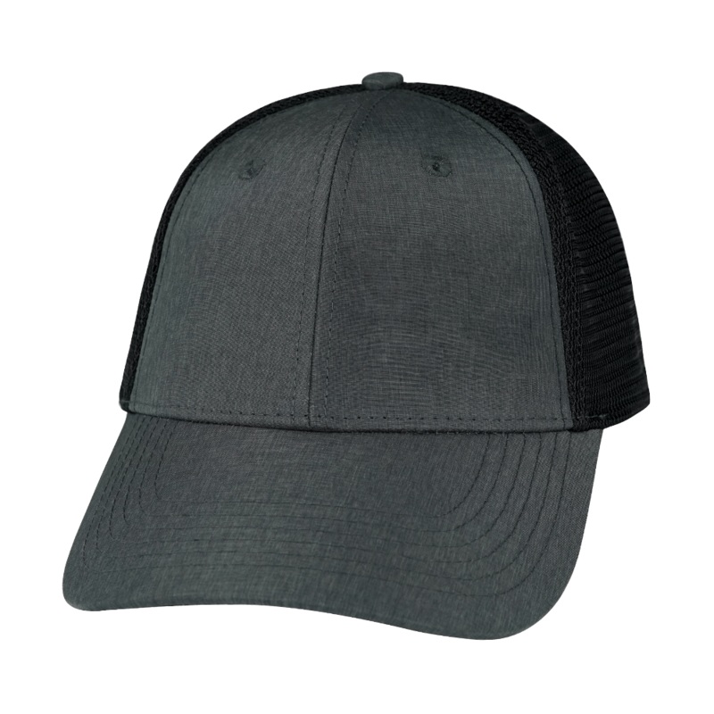 Blank – 6 Panel – Shallow Fit – Slate Gray / Black (Unisex) – Soft Trucker Mesh