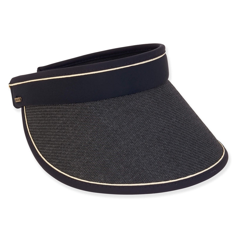 Esther Wide Brim Roll Up Visor Hat – Sun ‘N’ Sand Hats Black OS