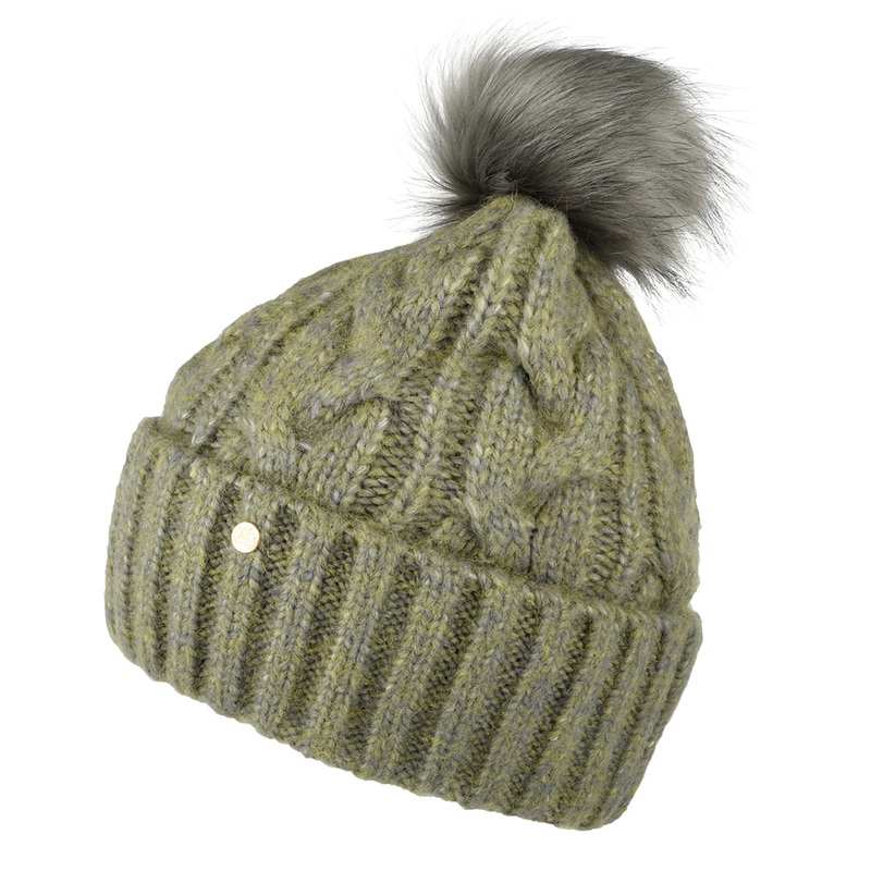 Failsworth Hats Amelia Faux Fur Pom Bobble Hat – Sage 1-Size