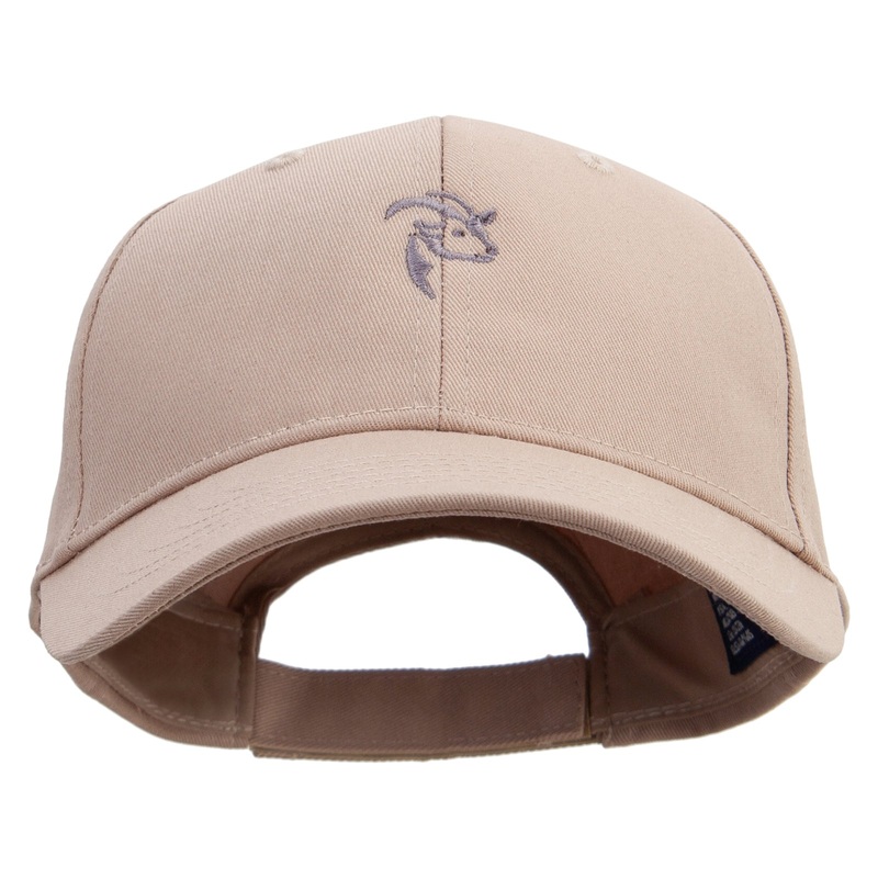 Goat Animal Embroidered Low Profile Structured Cap Khaki One Size