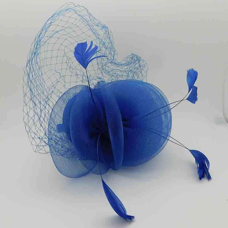 Horsehair Disks Fascinator with Feathers – Something Special Collection Royal Blue