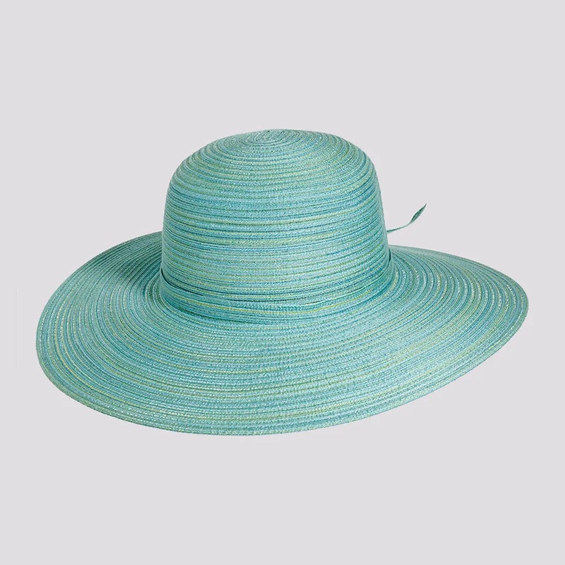 Kaira | Womens Sewn Polybraid Wide Brim Sun Hat Aqua OS