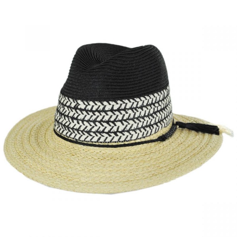 Kitts Toyo Straw Safari Fedora Hat BLACK ONE SIZE FITS MOST