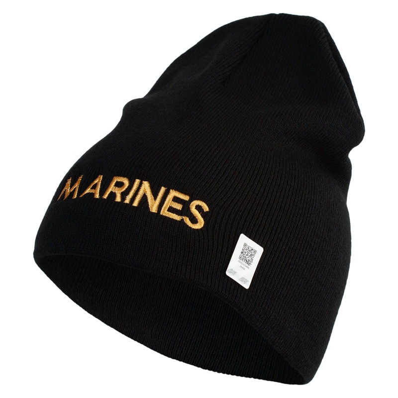 Marines Symbol Embroidered 8 Inch Short Beanie Made in USA Black One Size