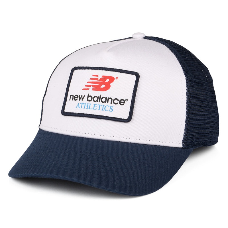 New Balance Hats Lifestyle Athletics Graphic Trucker Cap – White-Navy Adjustable
