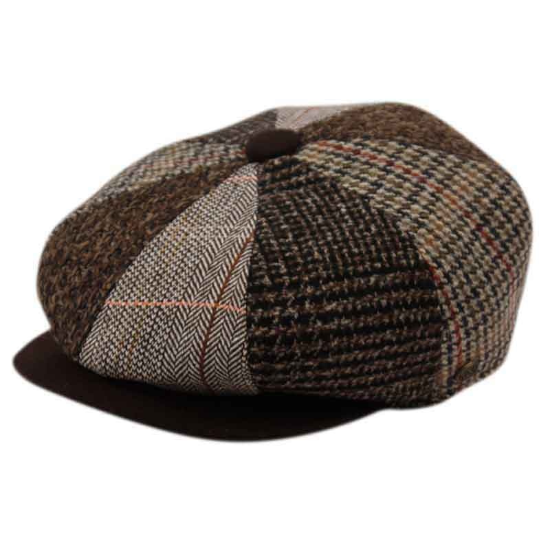 Patchwork Multi Color Wool Newsboy Cap – Epoch Hats Brown M (22 3/8″)
