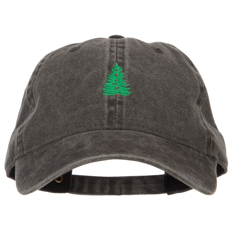 Pine Tree Embroidered Washed Buckle Cap Black One Size