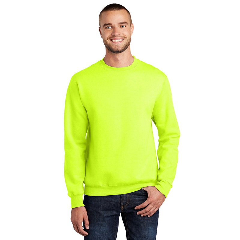 Port & Company PC90 Essential Fleece Crewneck Sweatshirt – Safety Green Safety Green S
