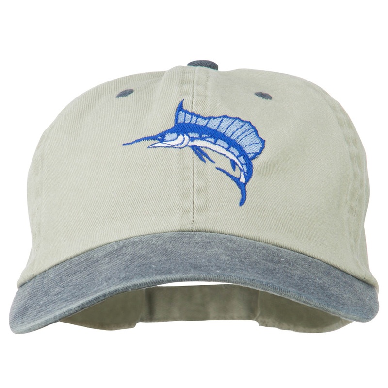 Sailfish Embroidered Two Toned Washed Cap Navy Khaki One Size