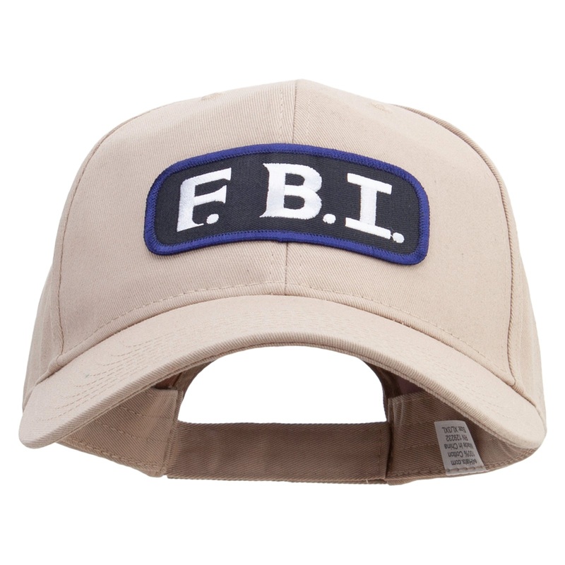 Text Law and Forces FBI Patched Oversized Twill Cap Khaki XL-3XL