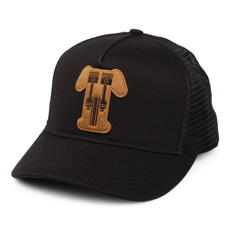 Triumph Motorcycles Kerosene Vintage Logo Trucker Cap – Black-Gold Adjustable