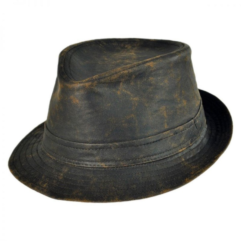 Weathered Cotton Trilby Fedora Hat BROWN S