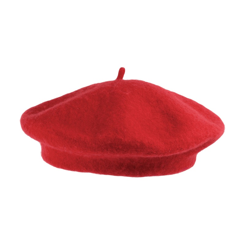 Wool Fashion Beret – Red 1-Size