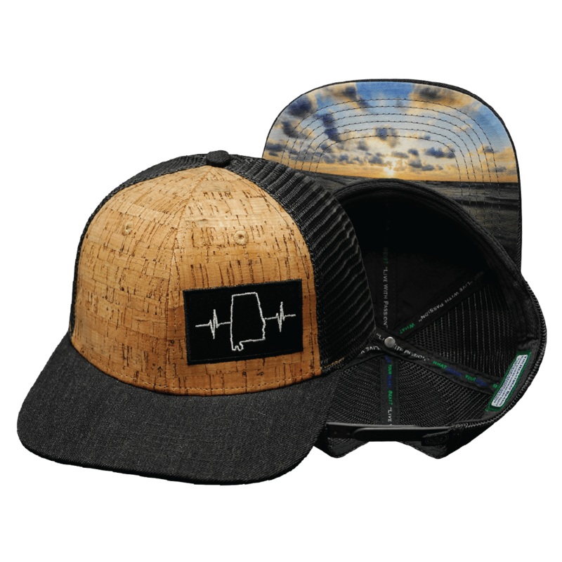 Alabama Hat – Baseball Hat Fit – Cork – Charcoal – Trucker Mesh