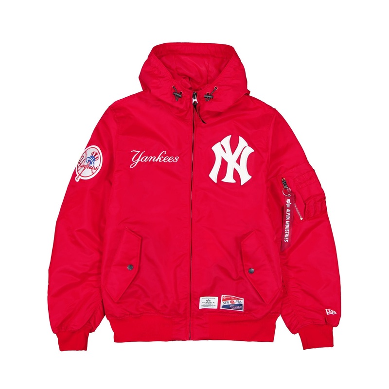 Alpha Industries x New York Yankees L-2B Hooded Bomber Jacket Red S