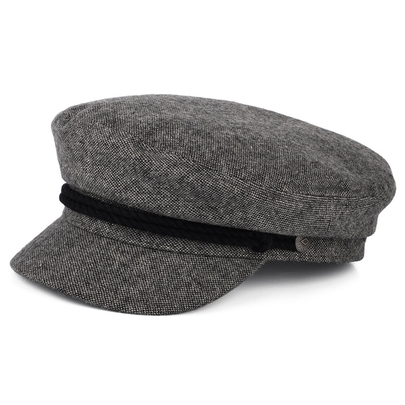 Brixton Hats Marled Fiddler Cap – Grey-Black Small-56cm
