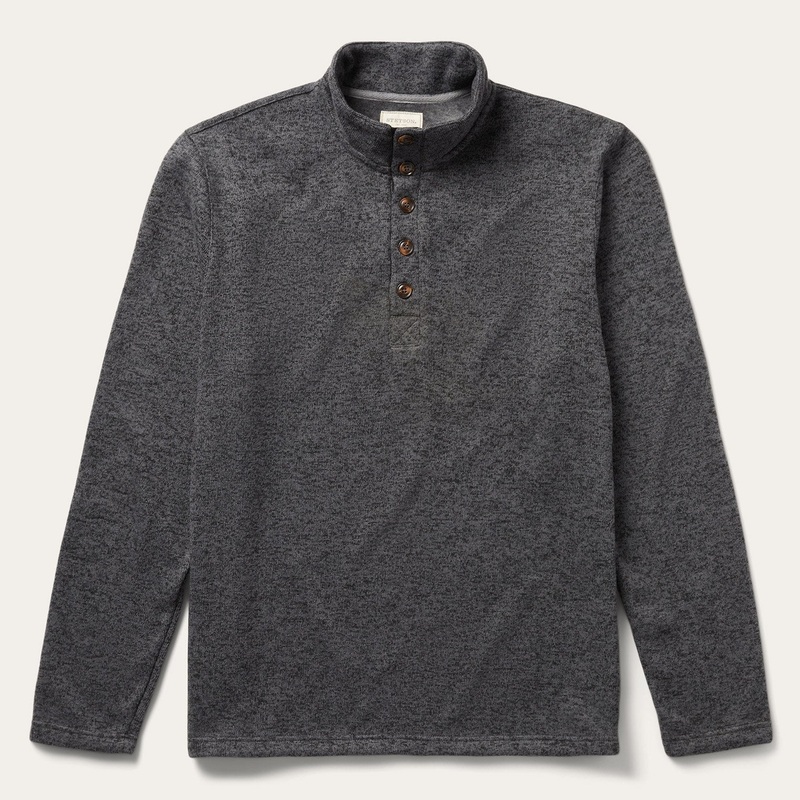 Button-Front Grey Pullover Knit Sweater Grey S