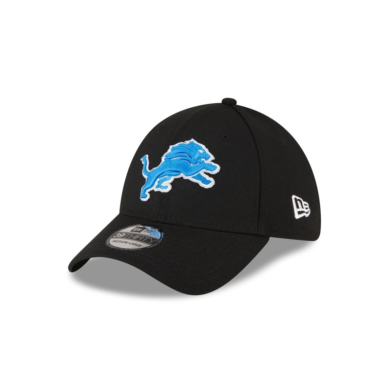 Detroit Lions Team Classic Black 39THIRTY Stretch Fit Hat S/M