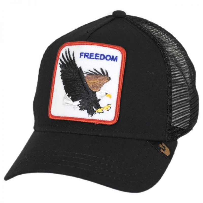 Freedom Mesh Trucker Snapback Baseball Cap BLACK ADJUSTABLE
