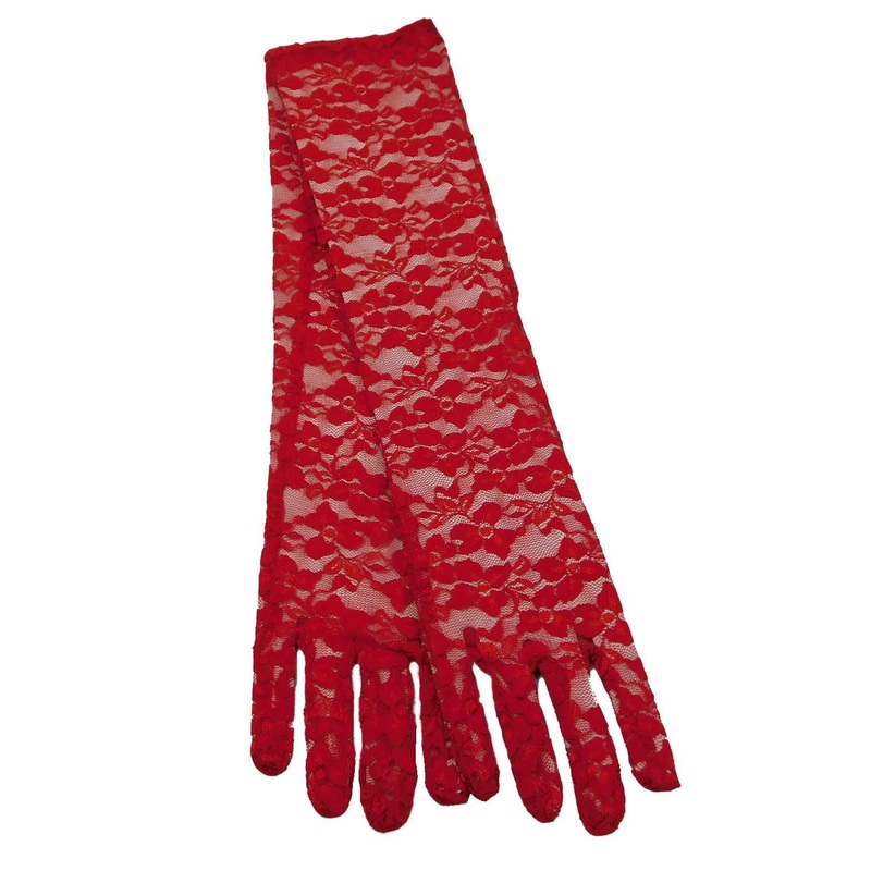 Full Arm Lace Glove Red