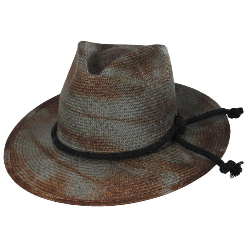 Hinx Hand-Dyed Panama Straw Fedora Hat RUST S