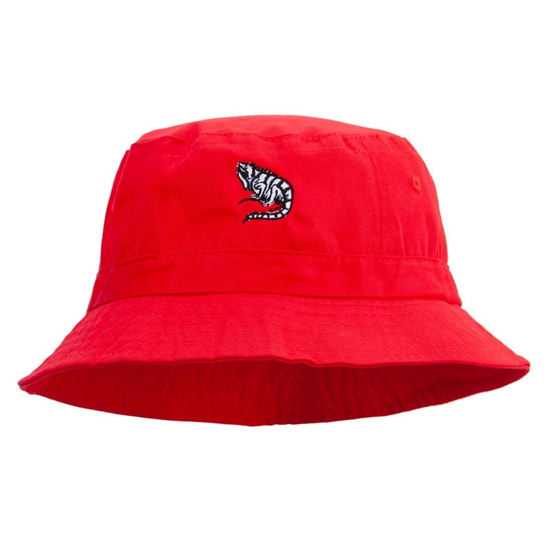 Iguana Sketch Embroidered Pigment Dyed Bucket Hat Red One Size