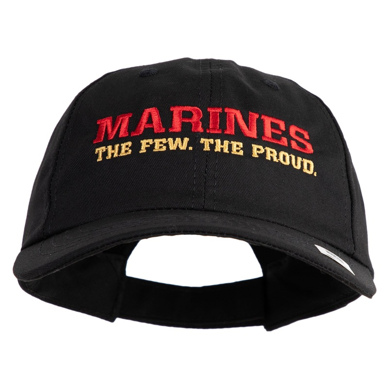 Marines The Few The Proud Embroidered 6 Panel Unstructured Cotton Twill Cap Made in USA Black One Size