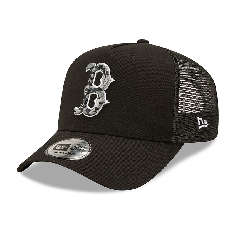 New Era 9FORTY Boston Red Sox A-Frame Trucker Cap – MLB Camo Infill – Black-Camo Adjustable