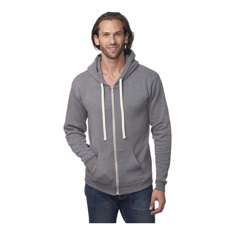 Royal Apparel Unisex Organic RPET Fleece Zip Hoodie  Style 96050 Made in USA Heather Ash XS