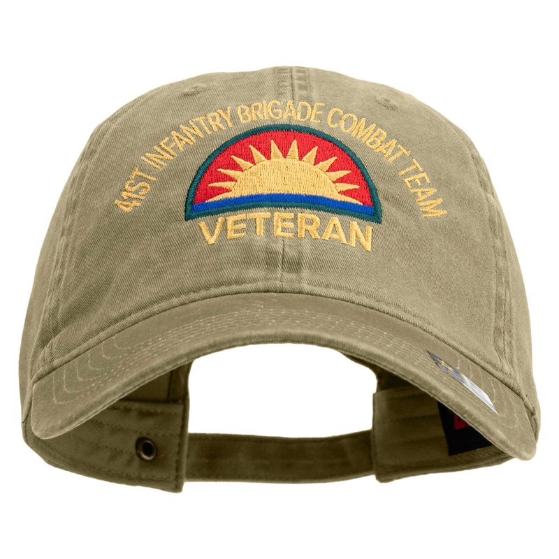 U.S. Army 41st Infantry Brigade Combat Team Embroidered Washed Solid Pigment Dyed Cotton Twill Brass Buckle Cap Khaki One Size