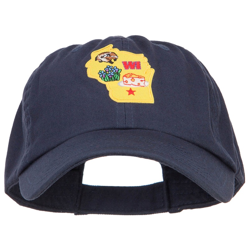 USA State Wisconsin Patched Low Profile Cap Navy One Size