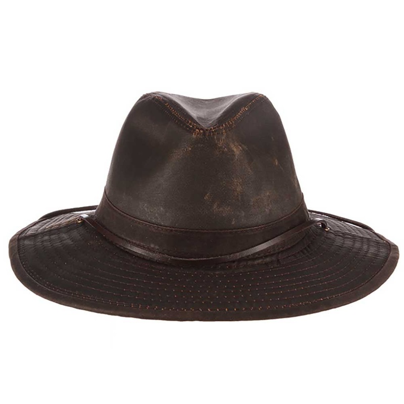 Weathered Cotton Safari Hat with Chin Strap – DPC Headwear Brown Medium (57 cm)