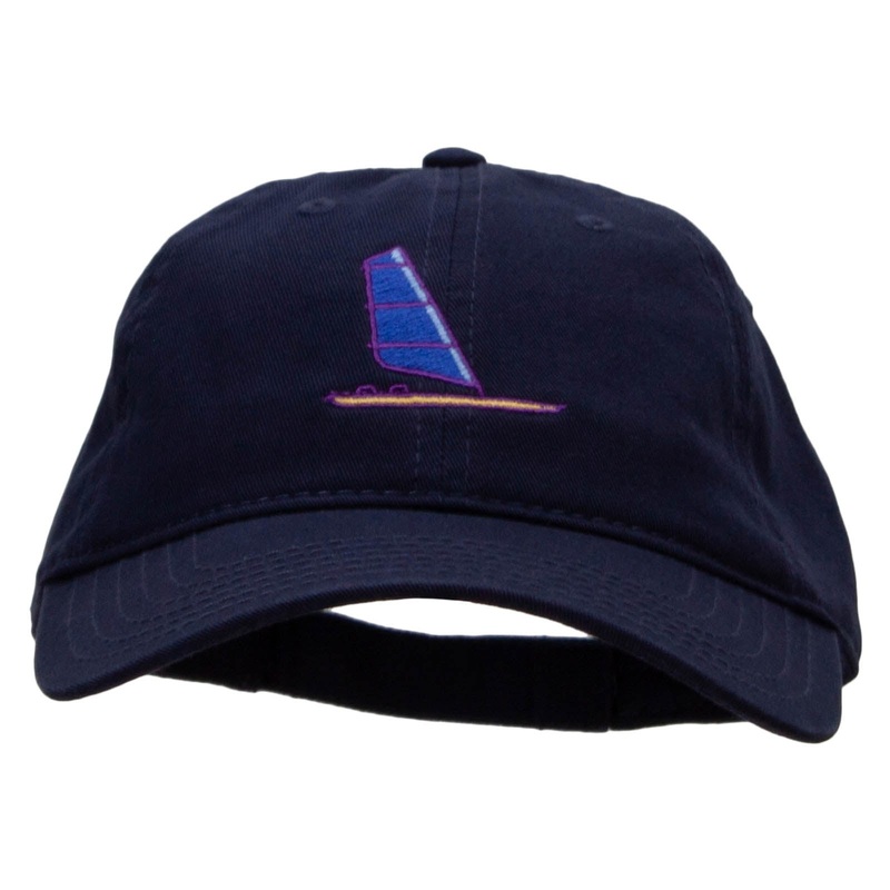 Windsurfing Boat Embroidered Garment Washed Cotton Twill Cap Navy One Size