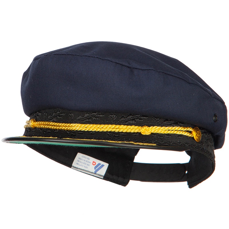 Adjustable Cotton Captain Hat Navy One Size