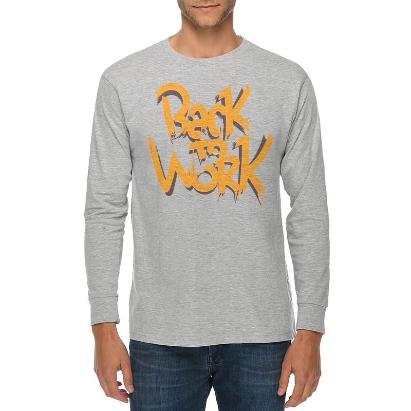 Back To Work Embroidered Unisex Lane Seven Ring Spun Cotton Premium Long Sleeve T-shirt Heather Grey XS