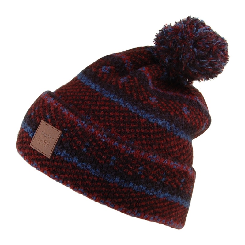 Barts Hats Styr Patterned Bobble Hat – Black-Blue-Burgundy 1-Size