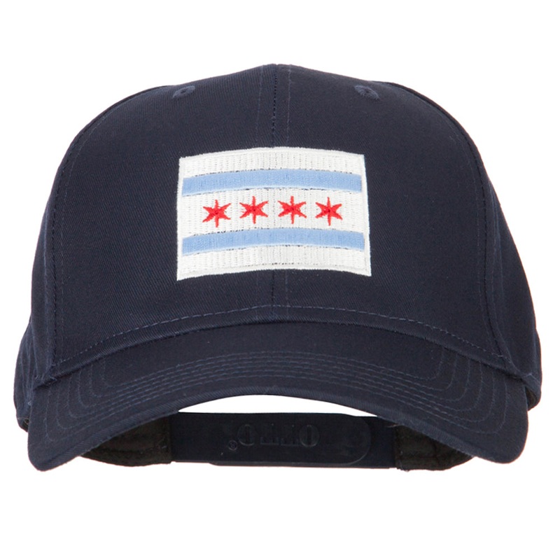 Chicago Flag Embroidered Solid Cotton Pro Style Cap Navy One Size
