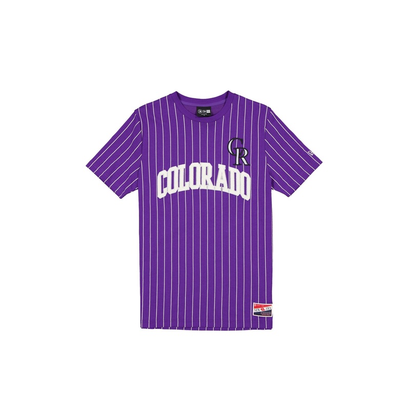 Colorado Rockies Throwback Pinstripe Wordmark T-Shirt S
